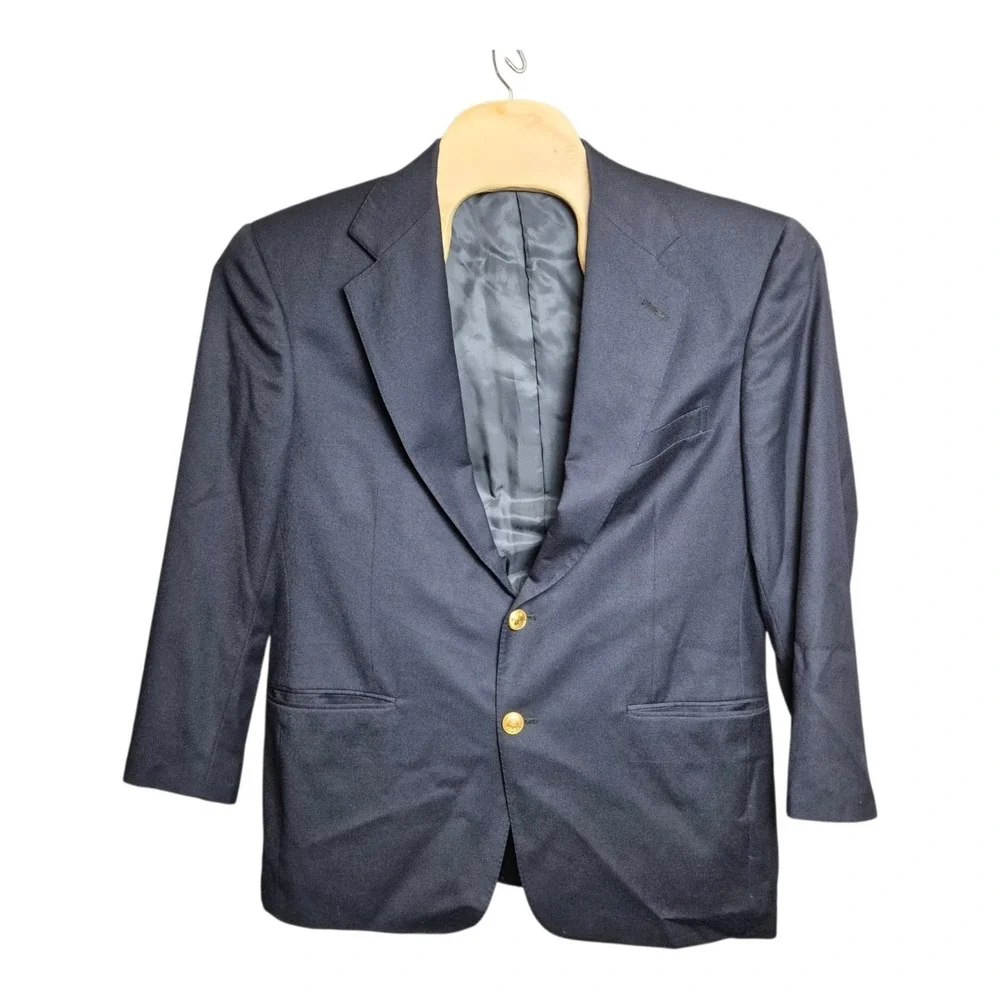 VTG Polo Ralph Lauren Men's 41 Navy Wool Blazer Gold Buttons USA Union Made